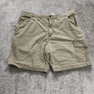 Columbia Cargo Shorts Mens 38 Khaki Brown Solid Cotton Pockets Casual Outdoor